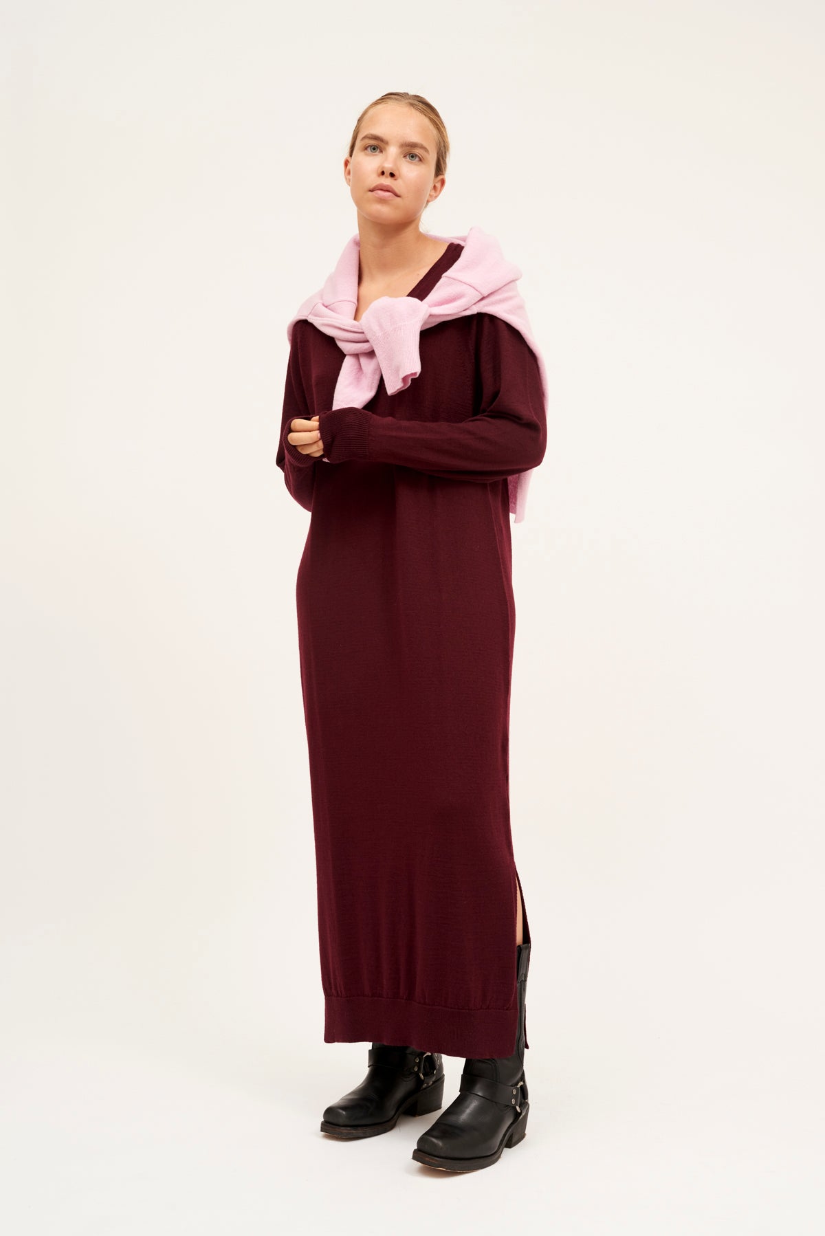 ERIN KNIT DRESS, MAROON