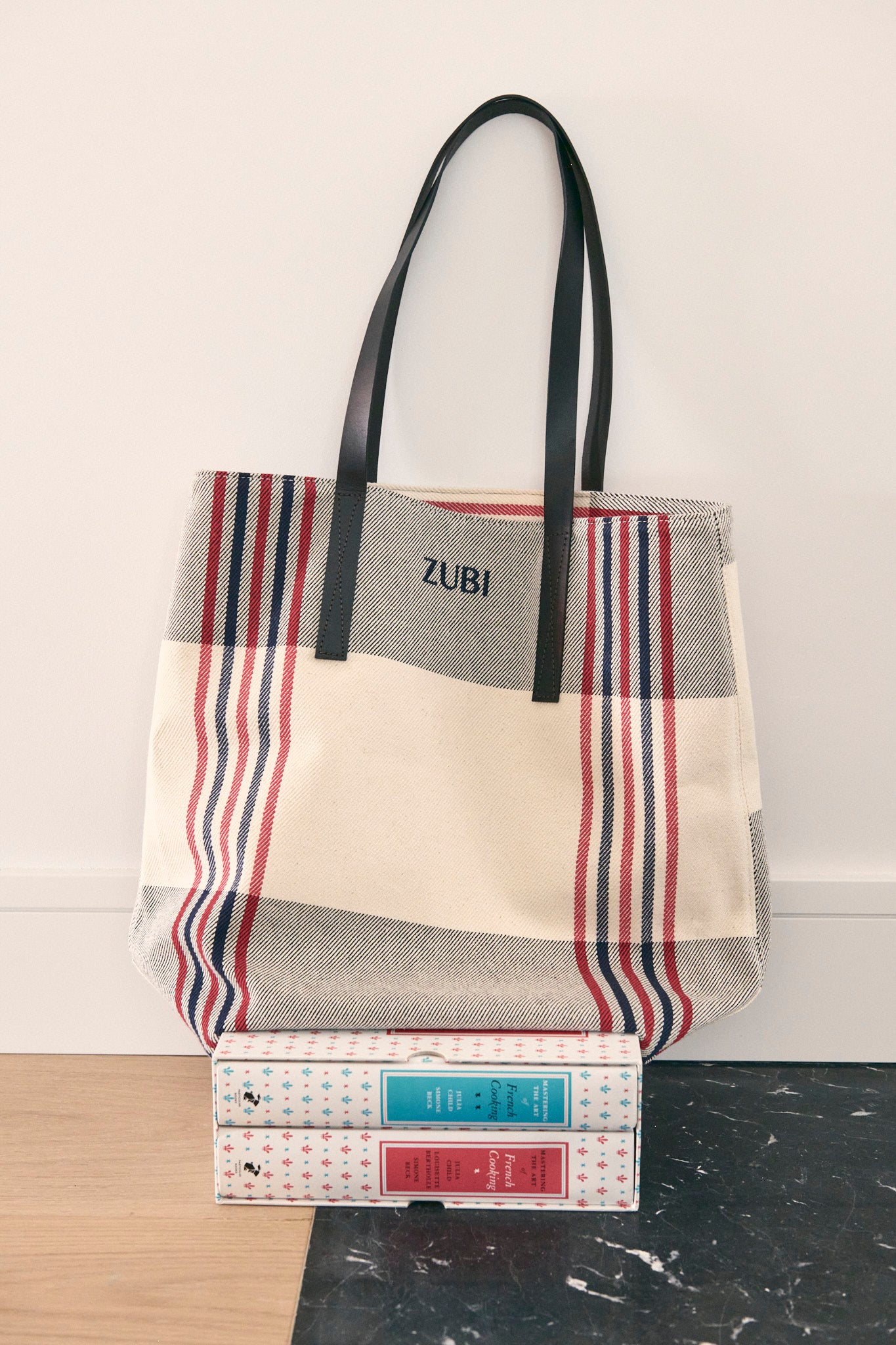 TOTE CUADROS ROJO Y AZUL