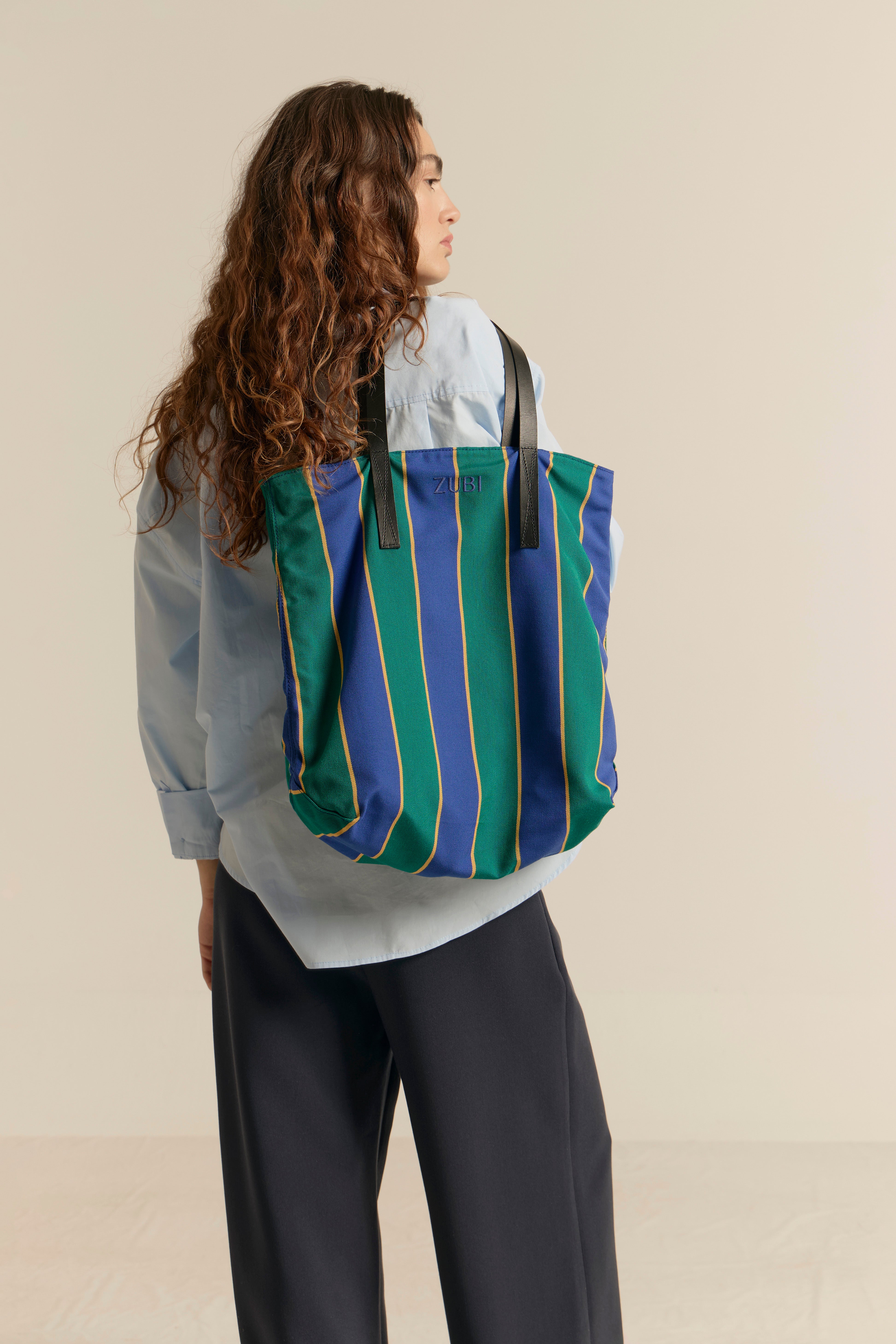 TOTE RAYAS AZUL