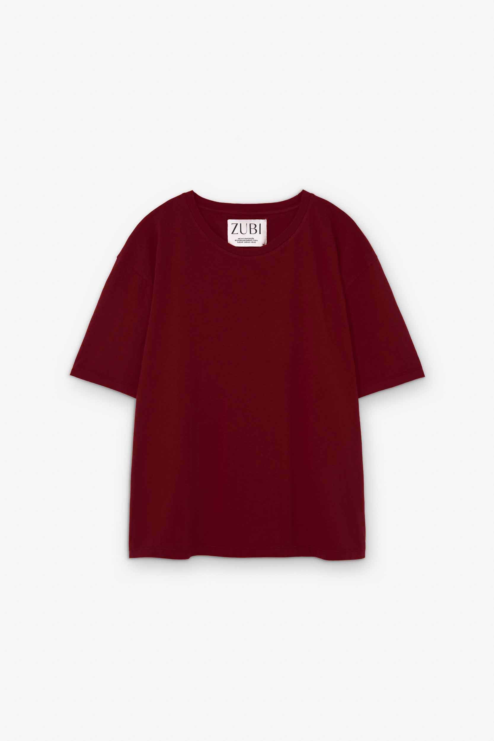 camiseta granate de algodón