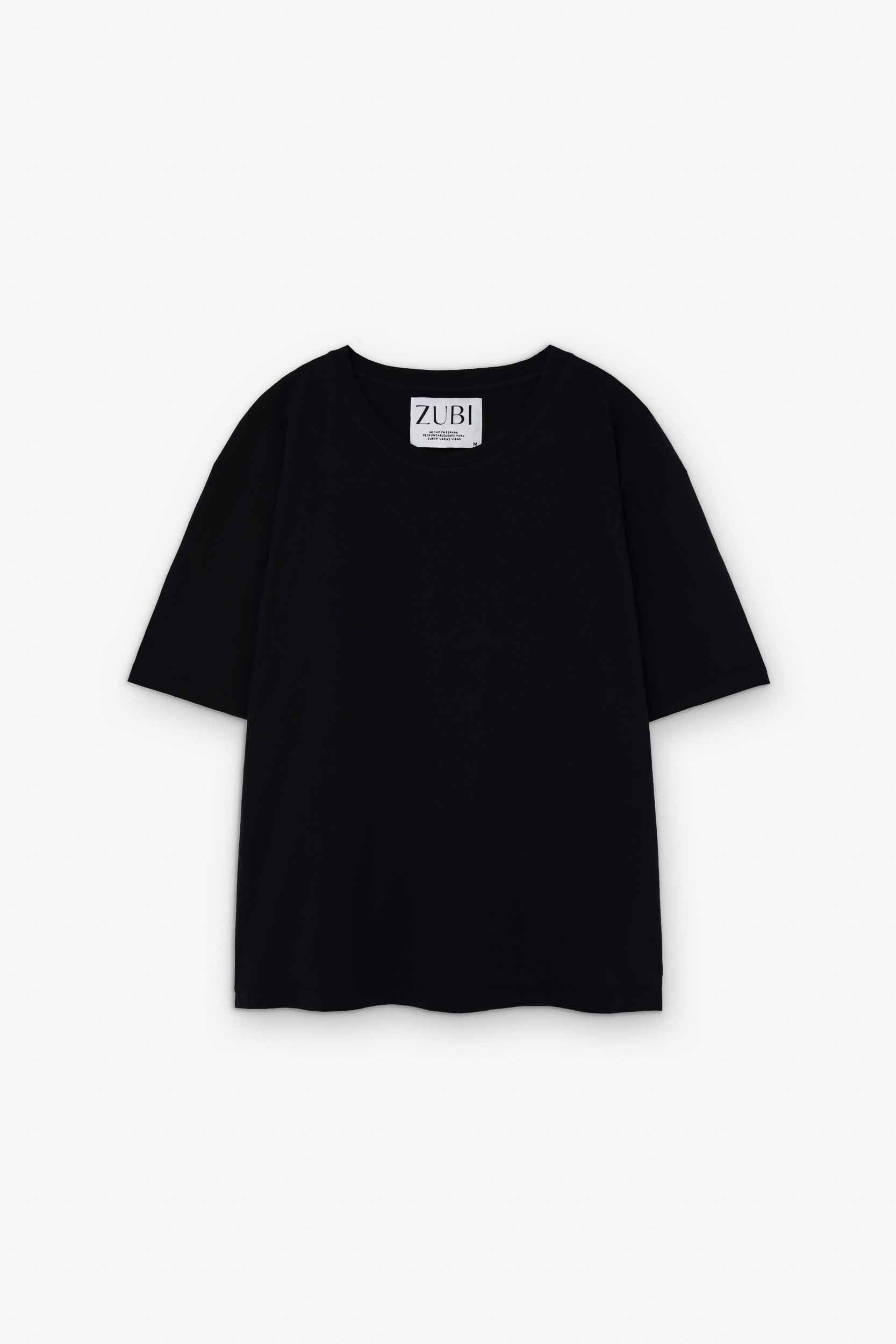 camiseta negra de algodón