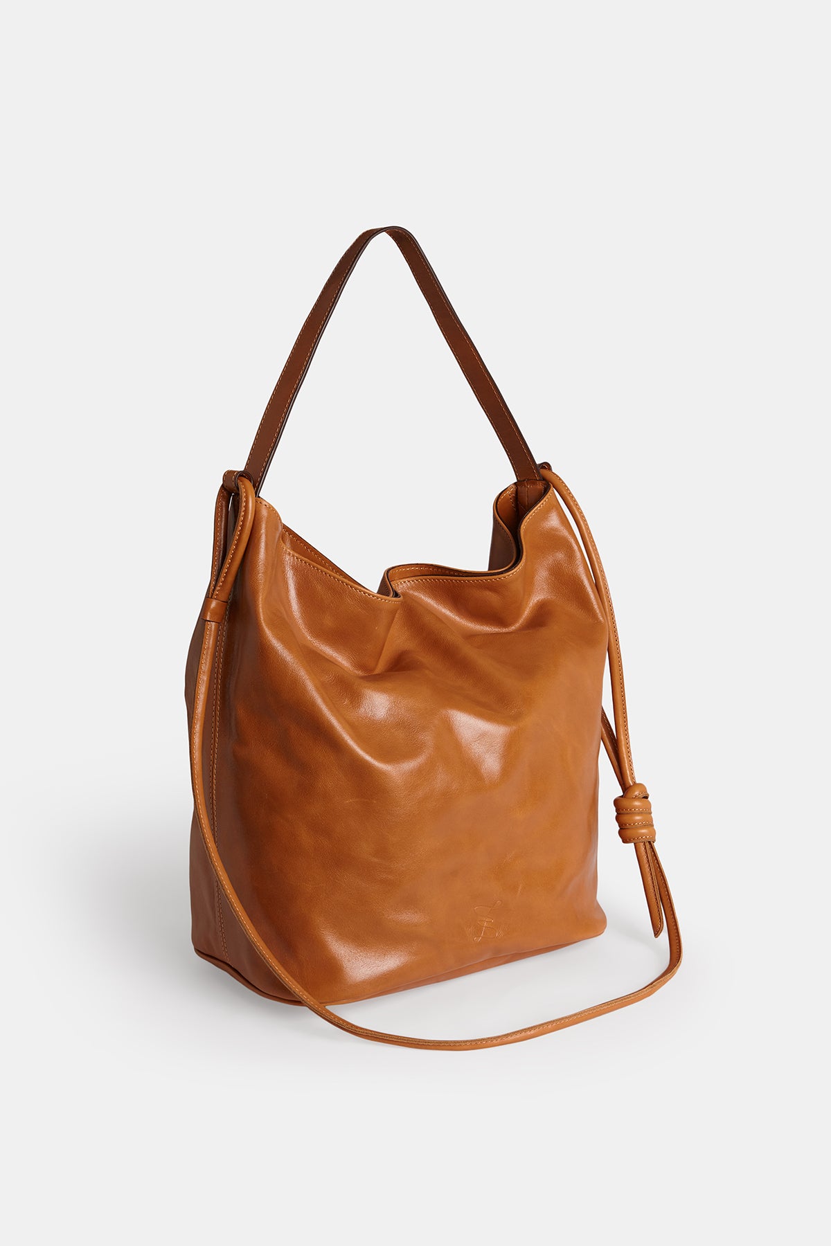 BOLSO CUBO L COGNAC ANILINA