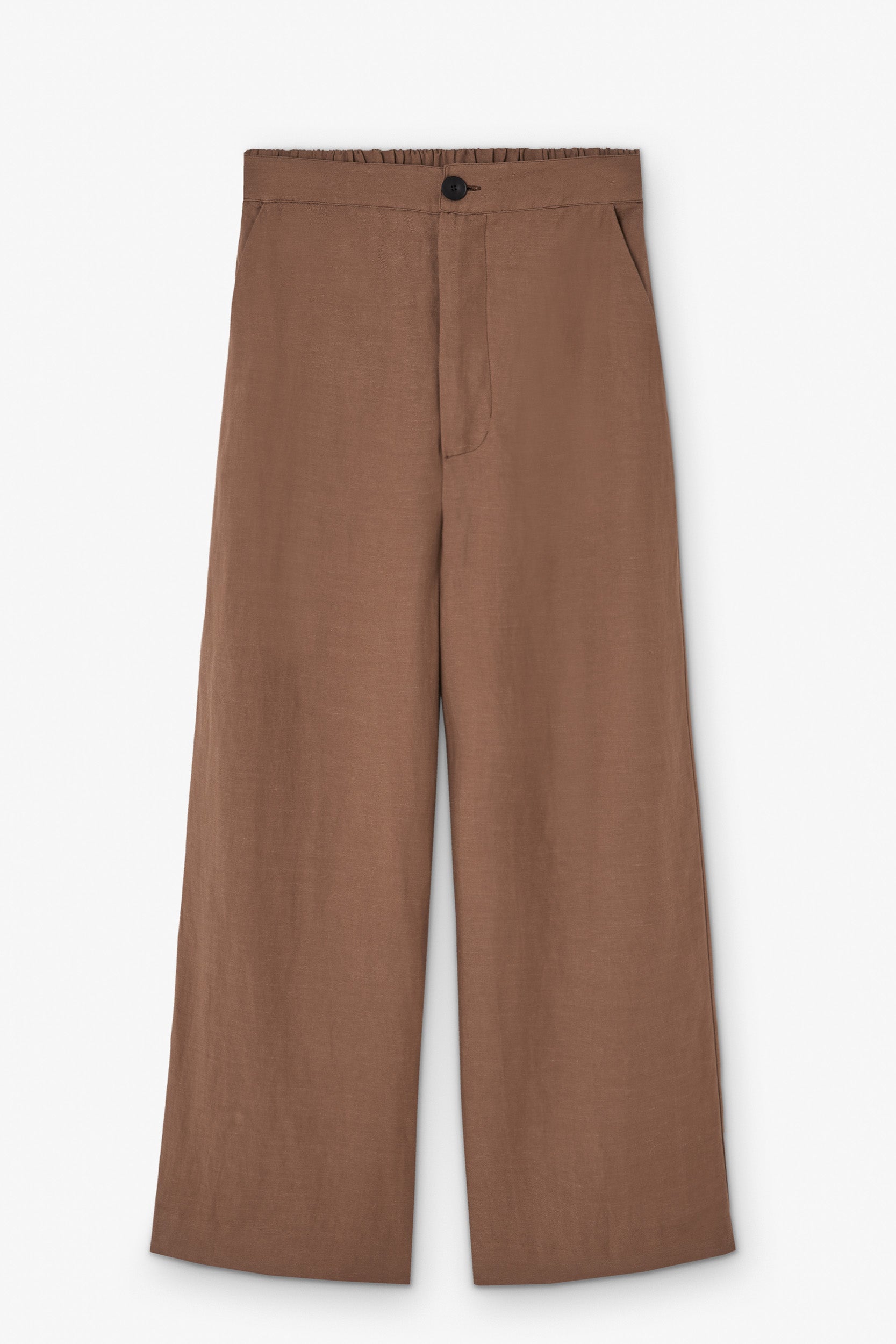 SARA LINEN TROUSERS, BROWN