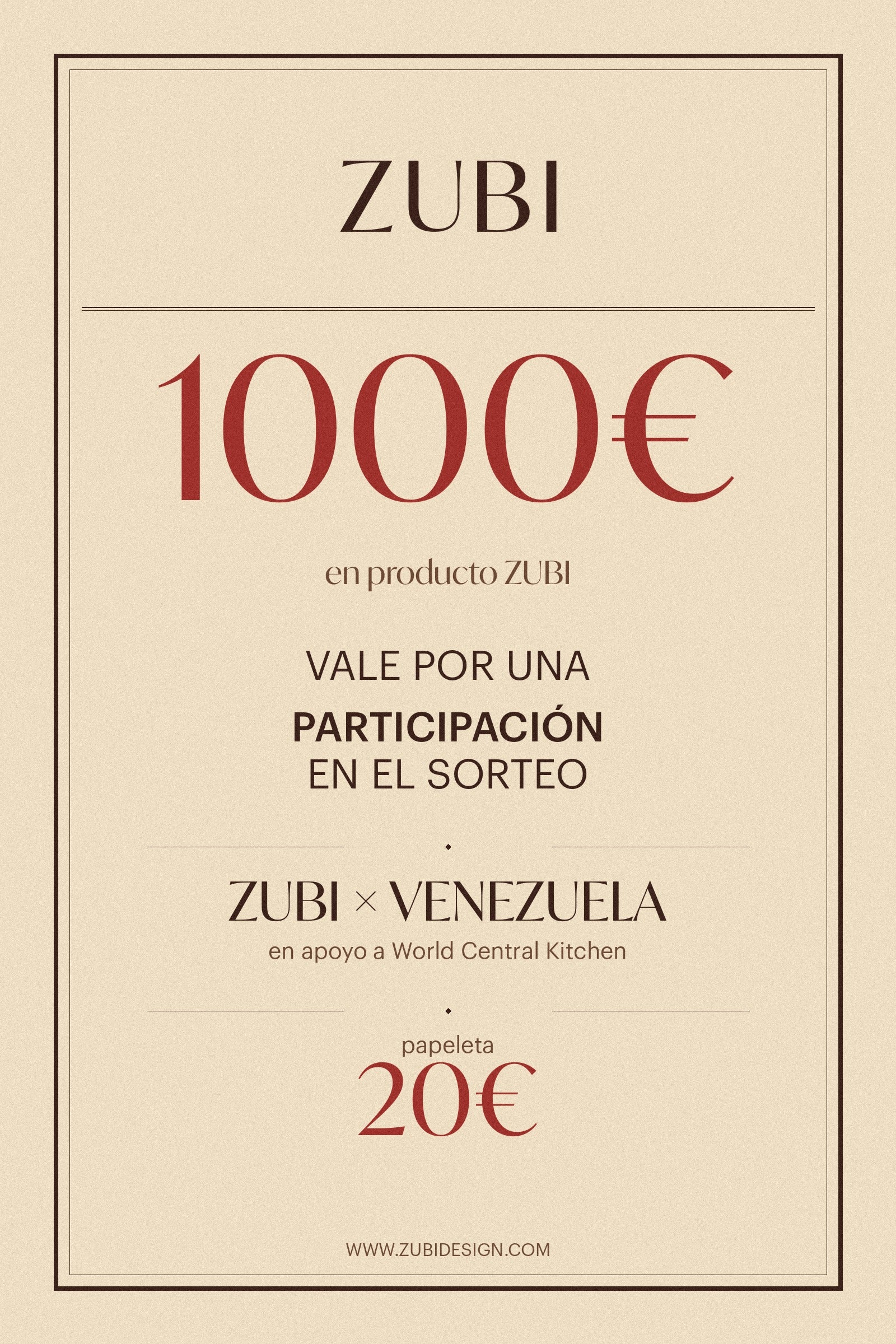 PAPELETA SORTEO ZUBI x VENEZUELA