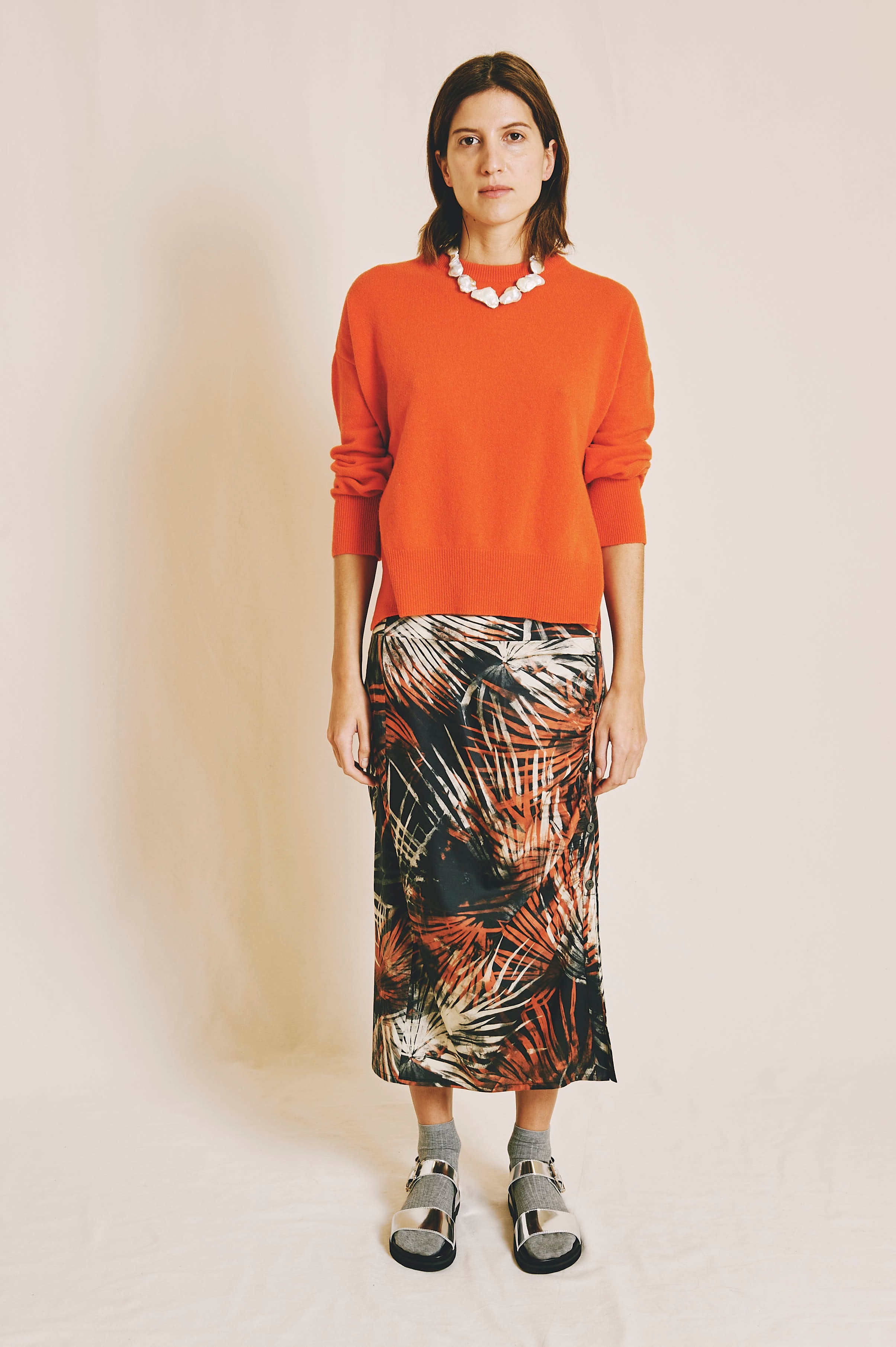 Falda Esther Palmera Coral