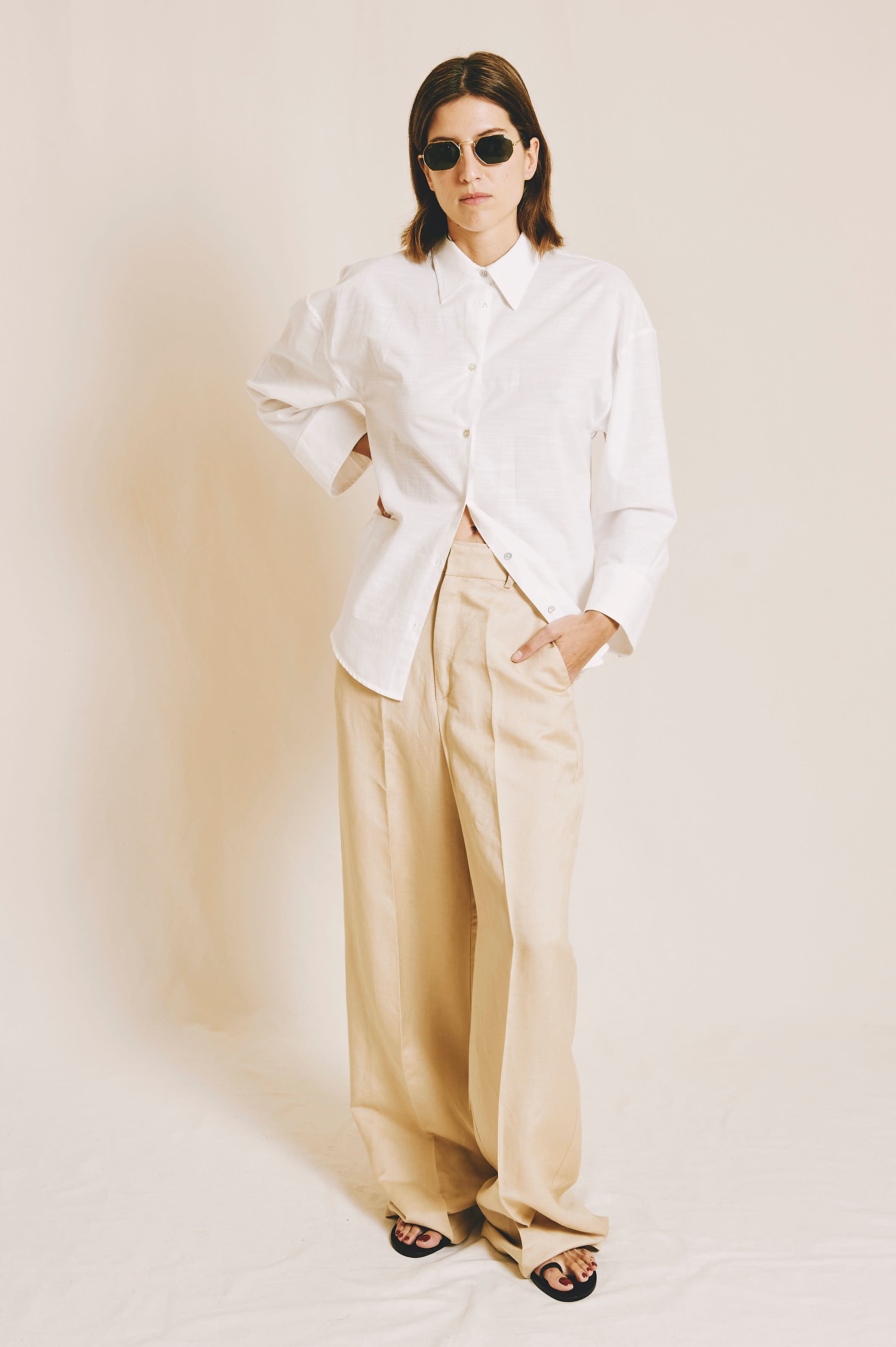 Anette Beige Linen Pants