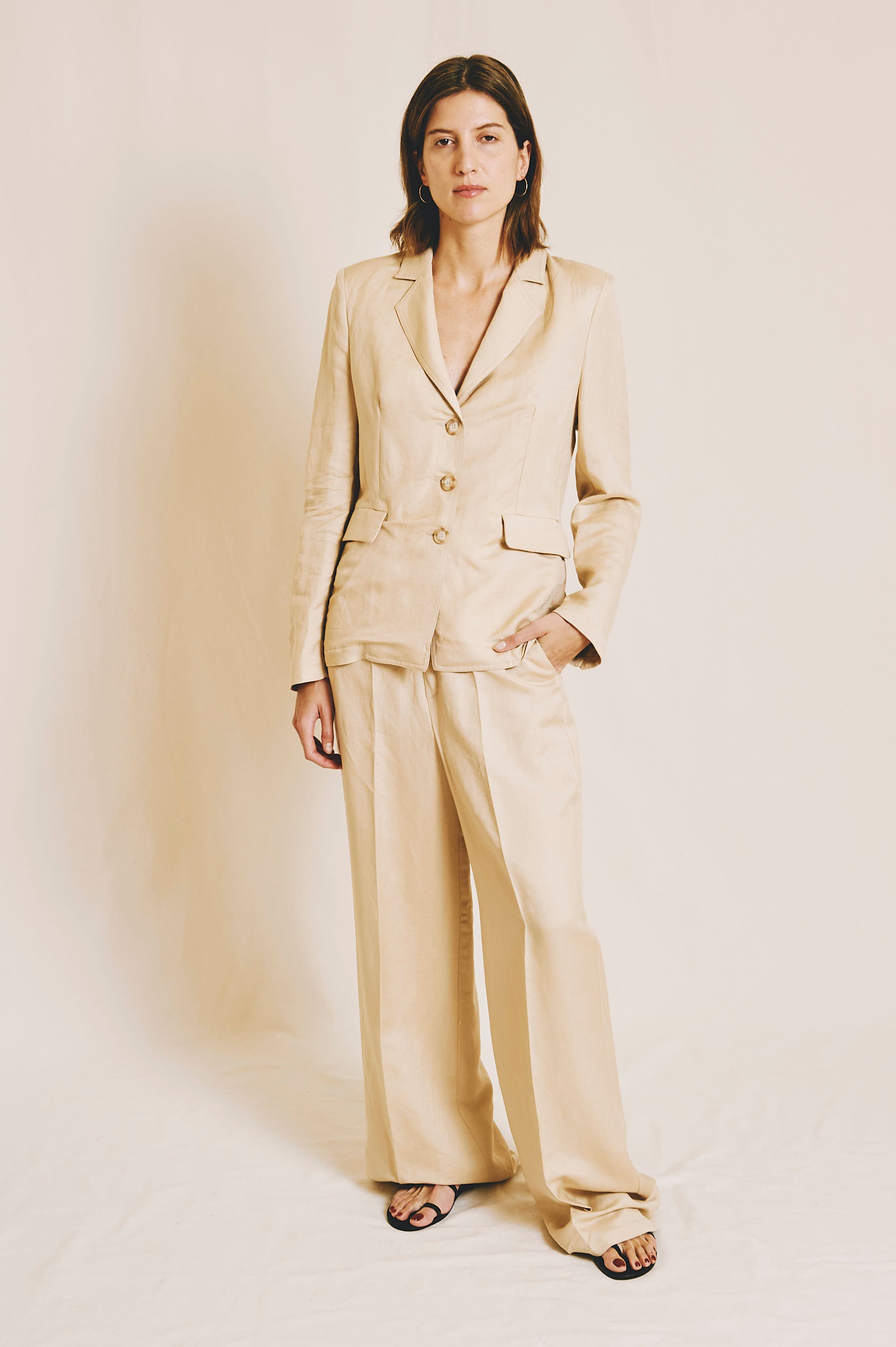 Essaouira Beige Linen Blazer