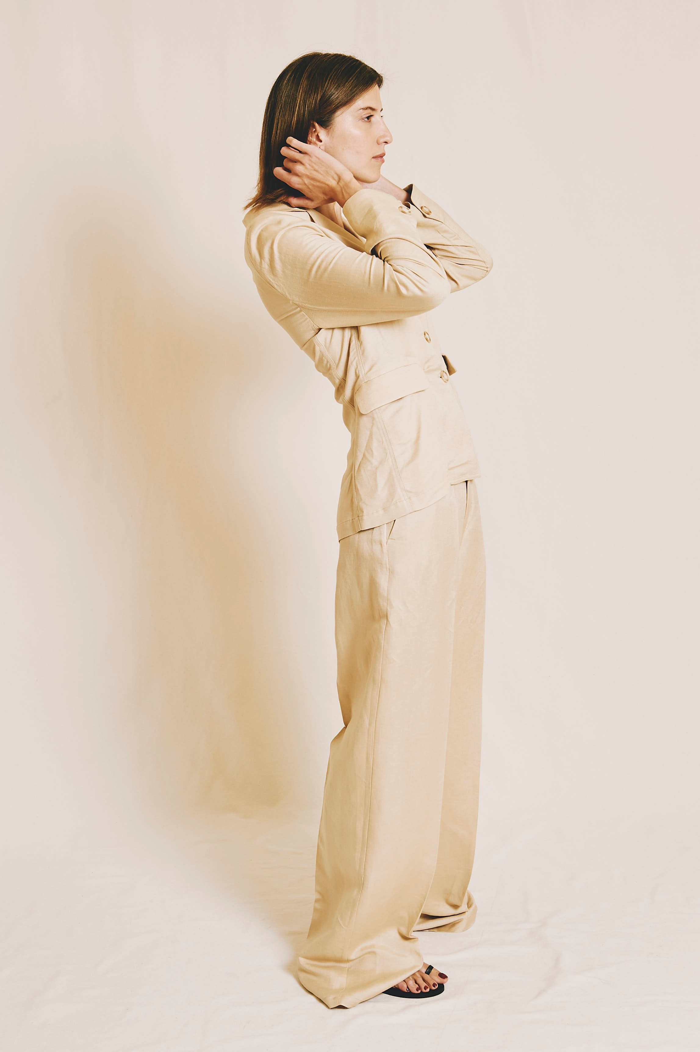 Anette Beige Linen Pants