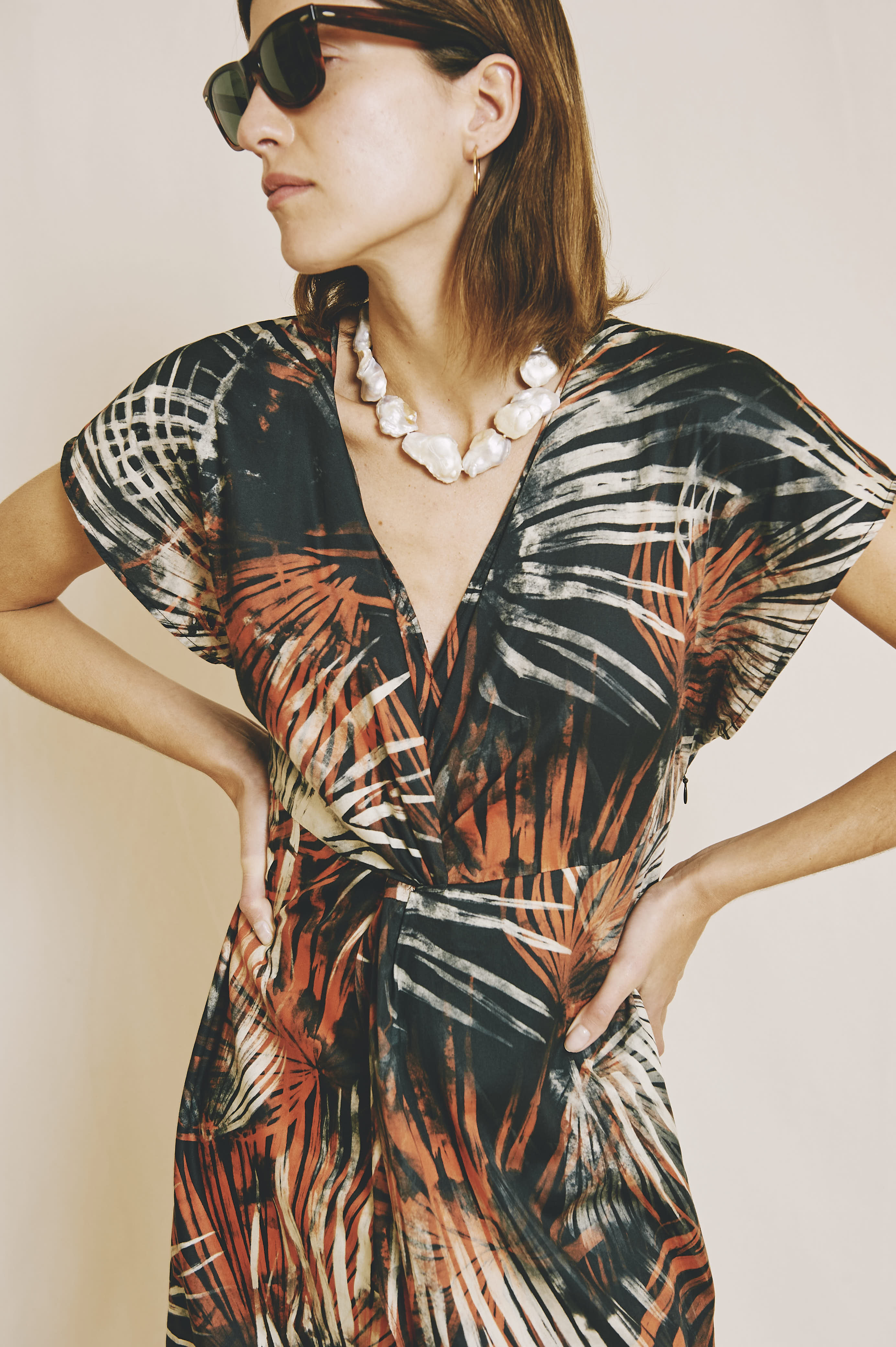 Doris Coral Palm Dress
