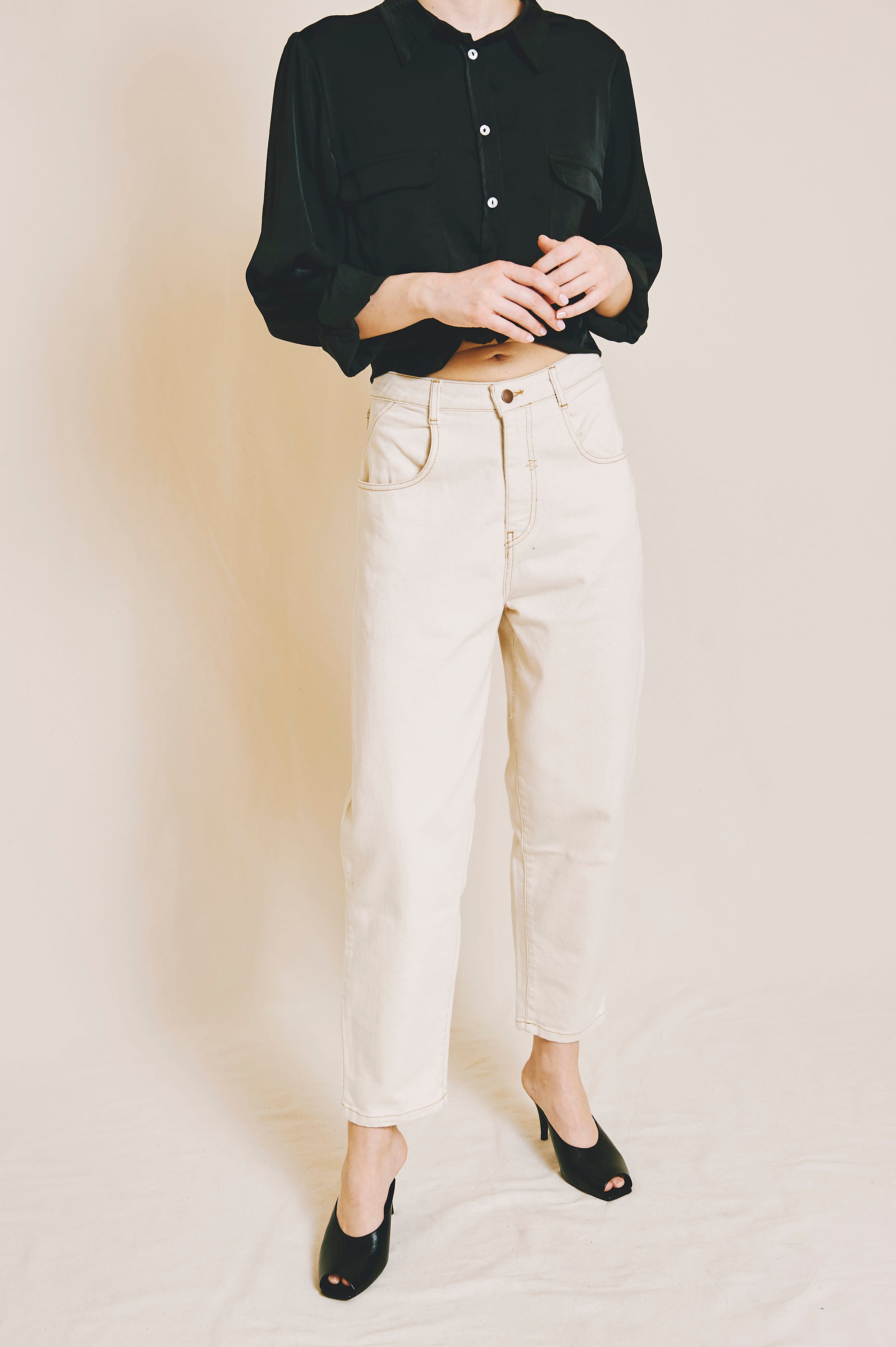 Siska Slouchy Ecru Jeans