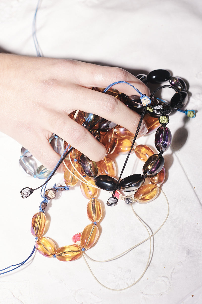 Collar O'glez cristal naranja hilo crudo