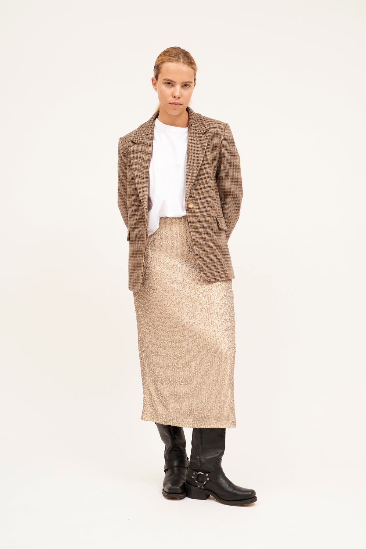 FALDA JOANA PAILLETES BEIGE
