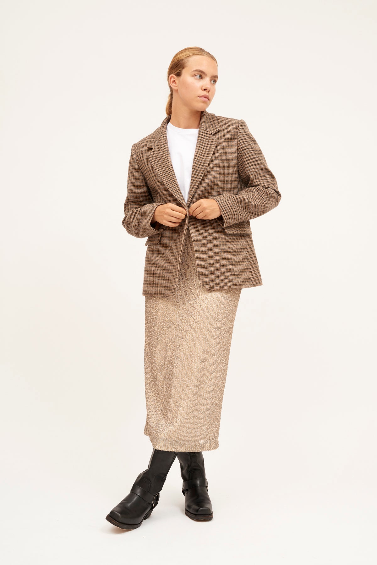 FALDA JOANA PAILLETES BEIGE