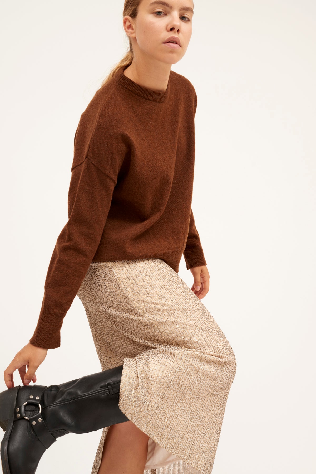 FALDA JOANA PAILLETES BEIGE