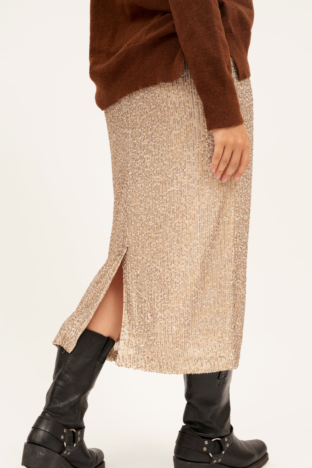 FALDA JOANA PAILLETES BEIGE