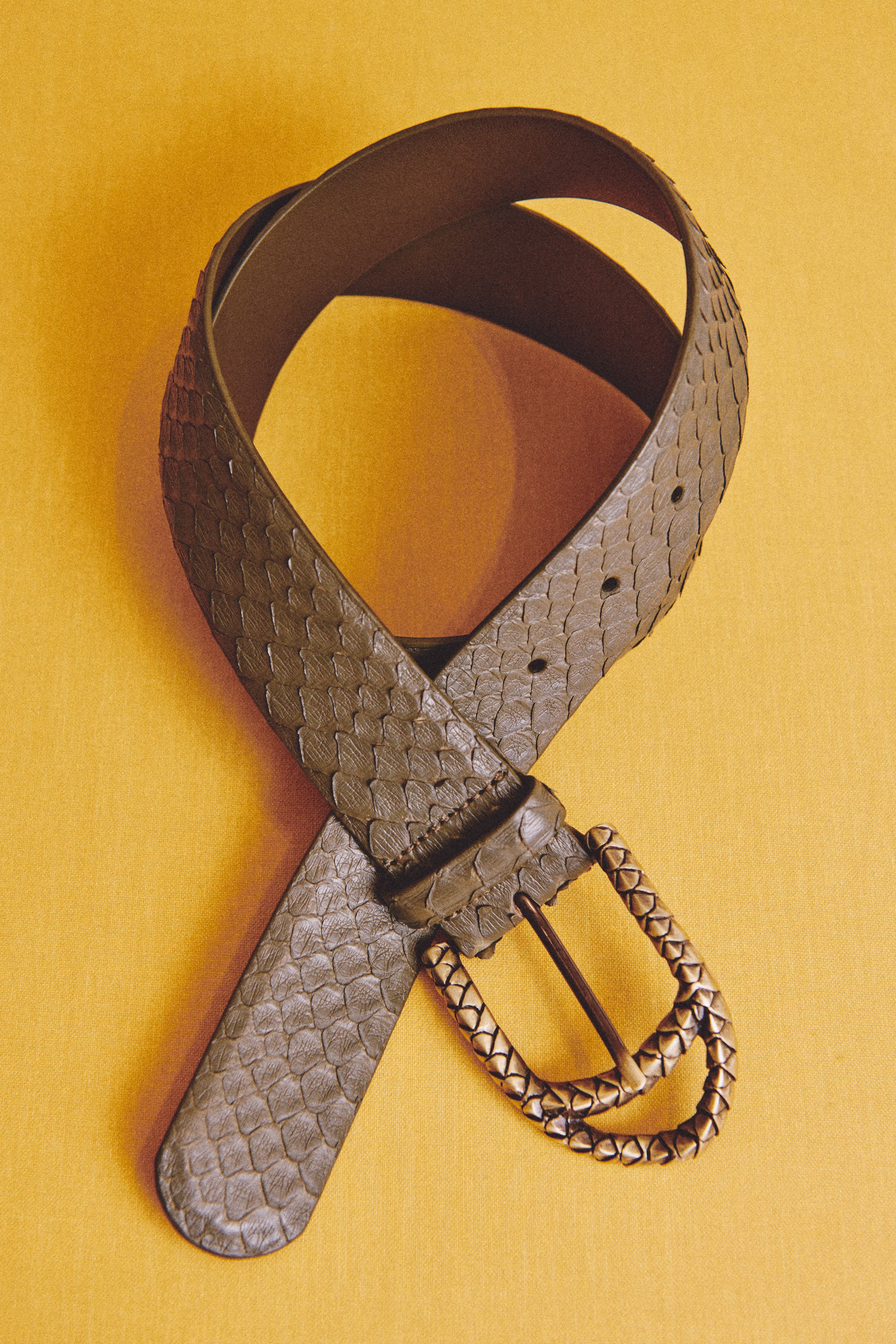 cinturón pitón khaki