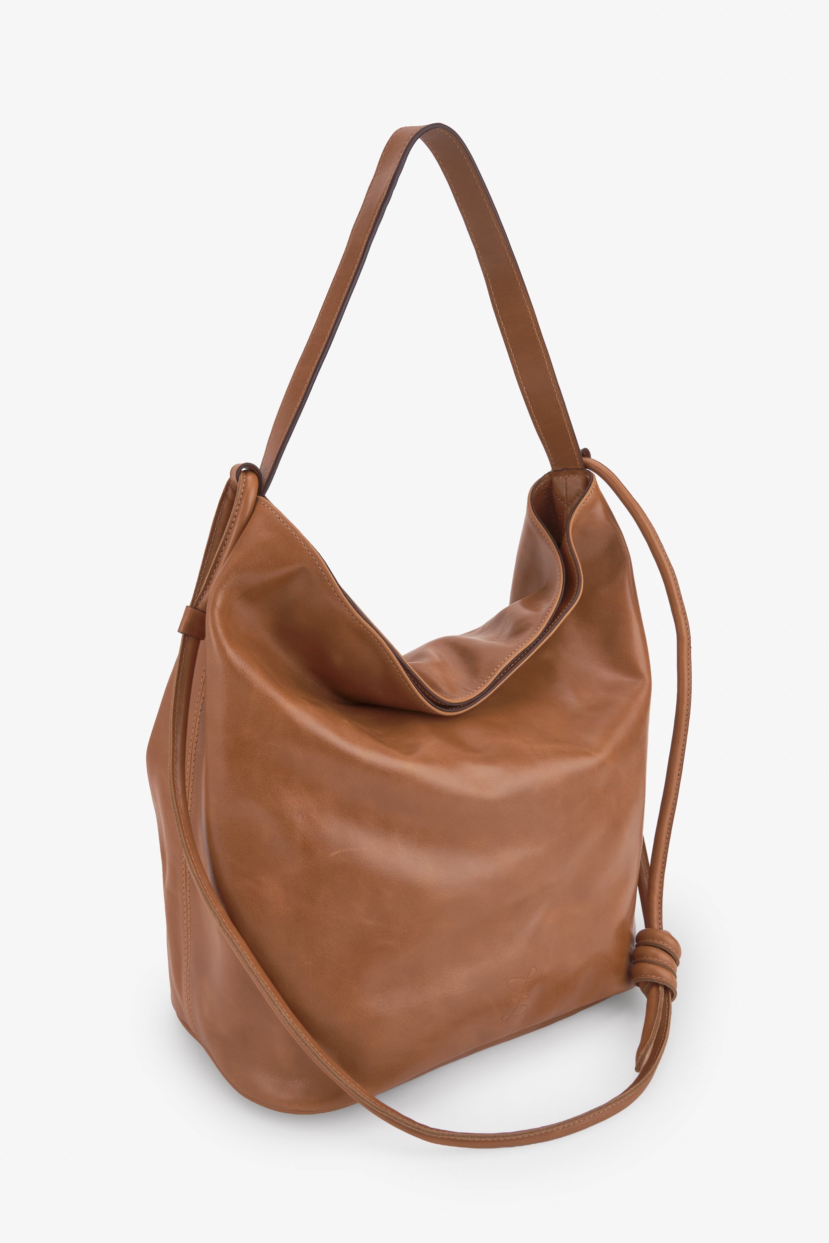 BOLSO CUBO L COGNAC ANILINA