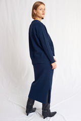 falda milita lana azul