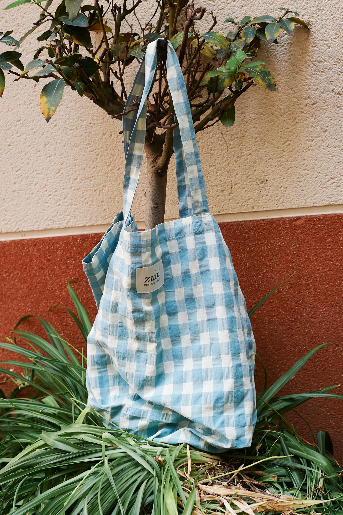 tote vichy canvas aguamarina