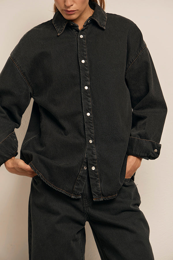 LUCY CAMISA DENIM PIOMBO