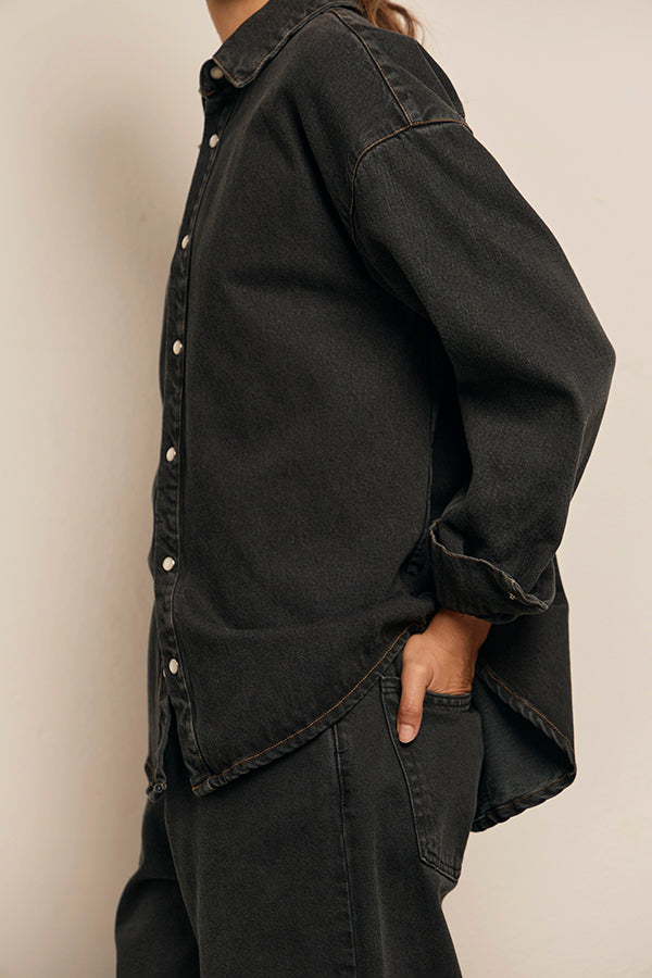 LUCY CAMISA DENIM PIOMBO