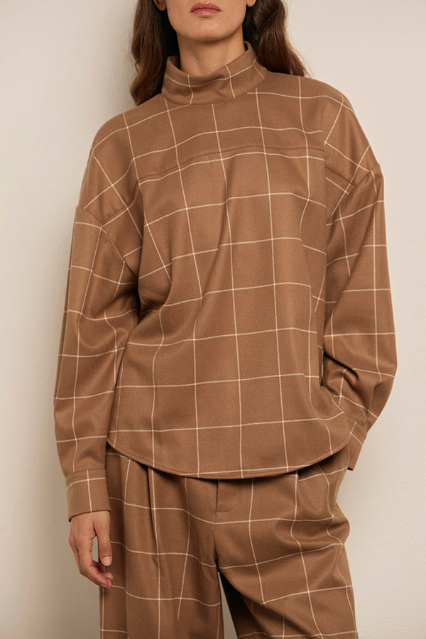 TILDUCHA CAMISA CUELLO ALTO QUADRETTI BISCOTTO
