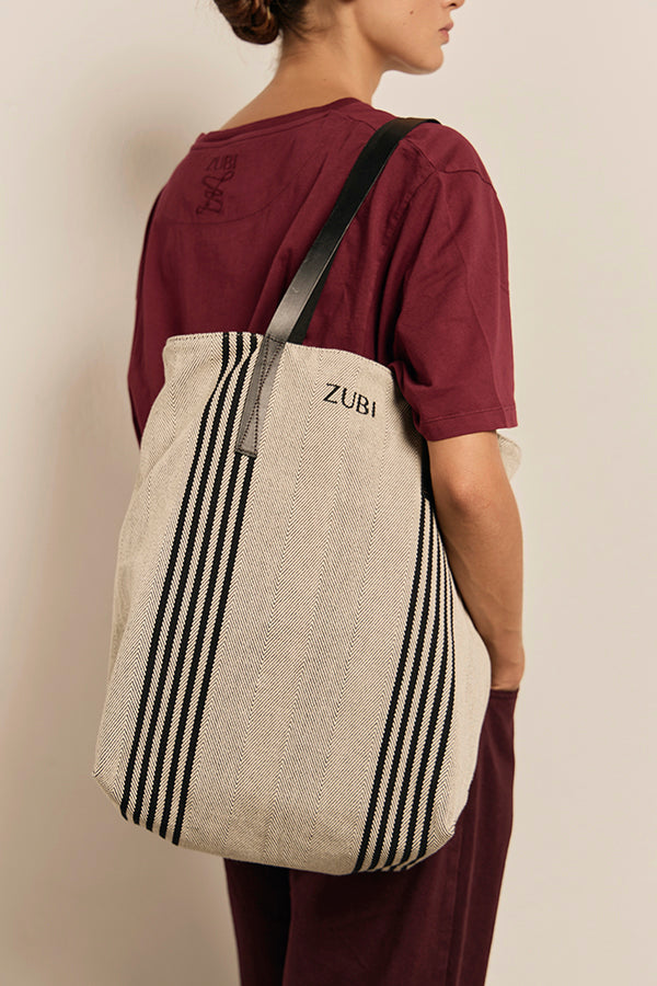TOTE RAYAS BLANCO Y NEGRO