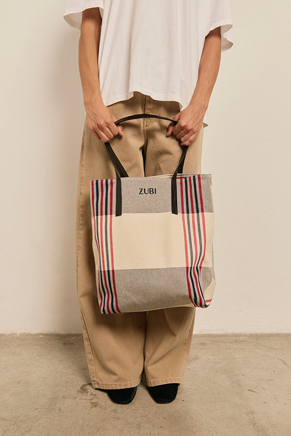 TOTE CUADROS ROJO Y AZUL