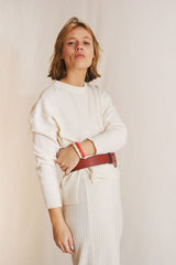 falda milita lana blanca